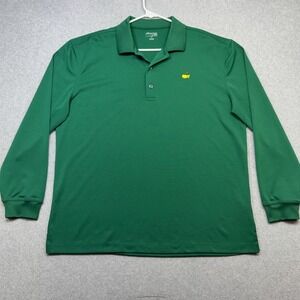 Masters Tech Polo Shirt Mens Large Green Golf Long Sleeve Augusta National